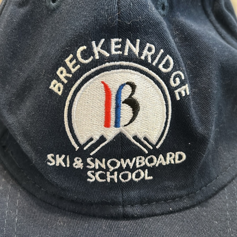 Vintage Breckenridge Ski Snowboard School Cap Baseball Hat Navy Blue Colorado - Picture 2 of 9